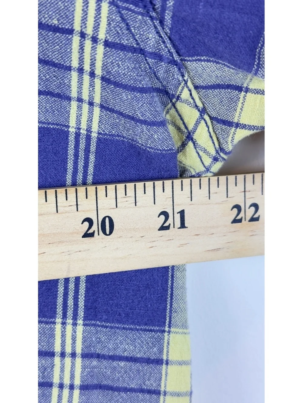 Vintage Polo Sport Ralph Lauren Mens S Blue Yellow Plaid Linen Shirt 90s
